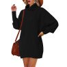 Women Casual Turtleneck Oversized Sweater Dresses Ribbed Baggy Pullover Knit Dress