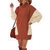 Women Casual Turtleneck Oversized Sweater Dresses Ribbed Baggy Pullover Knit Dress