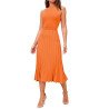Women's Knit Tank Dresses Vacation Sleeveless Ribbed Swing Party Midi Dresses