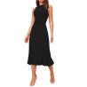 Women's Knit Tank Dresses Vacation Sleeveless Ribbed Swing Party Midi Dresses