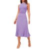Women's Knit Tank Dresses Vacation Sleeveless Ribbed Swing Party Midi Dresses