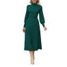 Women's 2 Piece Sweater Dress Mock Neck Puff Sleeve Ribbed Knit Top Maxi Skirt Set