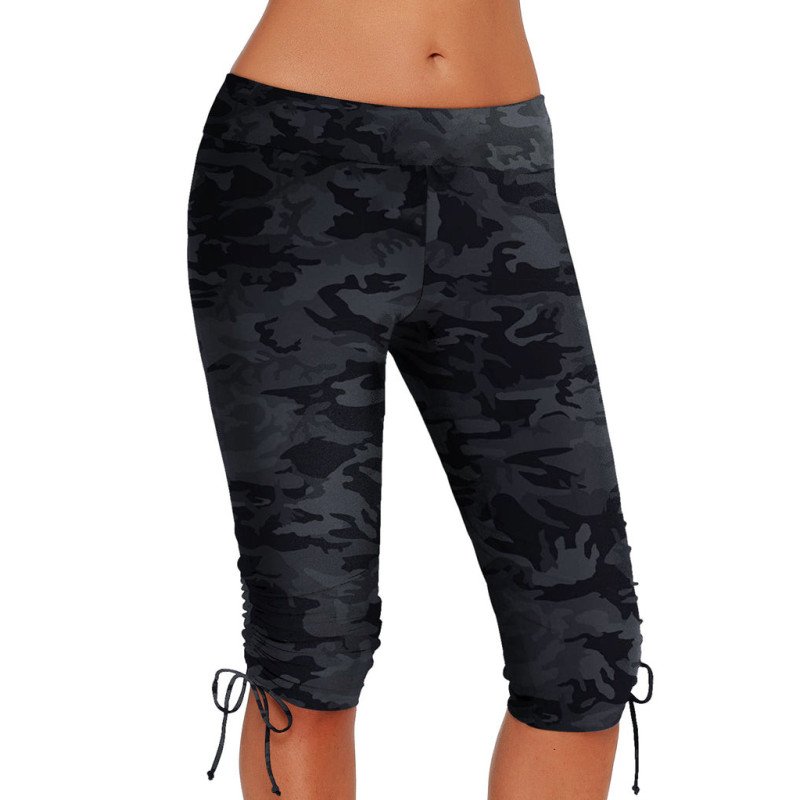 Womens Plus Size Rash Guard Capris Boardshort Mid Waist Swimwear Tankini Bottom