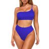 Womens Bikini Sets One Shoulder High Cut Two Piece Bathing Suit