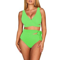 Women's Bikini Swimsuit Front Cross Cut Out Tie Two Piece Bathing Suit