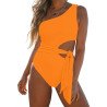 Women One Piece Swimsuits Sexy One Shoulder Monokinis Tie Side Cutout Bathing Suits