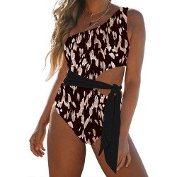 Women One Piece Swimsuits Sexy One Shoulder Monokinis Tie Side Cutout Bathing Suits