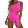 Women One Piece Swimsuits Sexy One Shoulder Monokinis Tie Side Cutout Bathing Suits