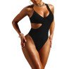 Women's One Shoulder Cutout One-Piece Swimsuit High Leg Monokini Bathing Suit
