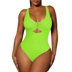 Women's One Piece Swimsuit Tummy Control Cutout High Cut Bathing Suit