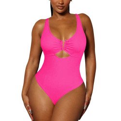 Women's One Piece Swimsuit Tummy Control Cutout High Cut Bathing Suit