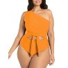 Women's Plus Size One Shoulder One Piece Swimsuit Cut Out Swimwear Bathing Suits