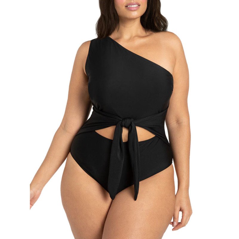 Women's Plus Size One Shoulder One Piece Swimsuit Cut Out Swimwear Bathing Suits