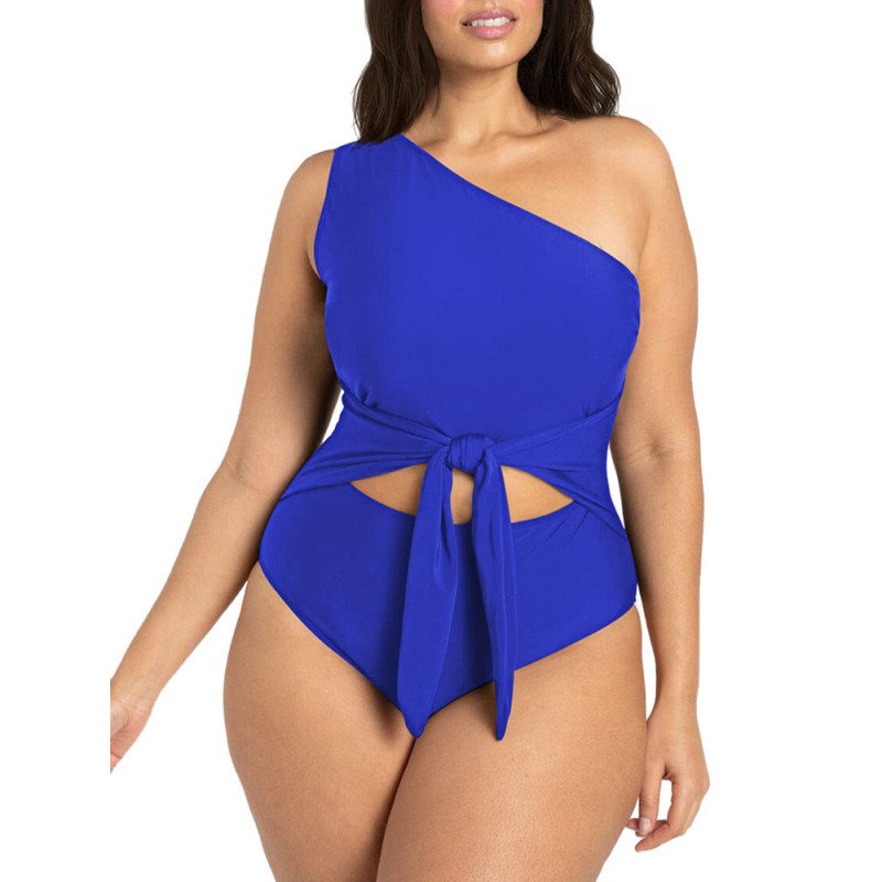 Women's Plus Size One Shoulder One Piece Swimsuit Cut Out Swimwear Bathing Suits