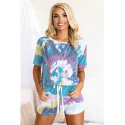 Pajama Set Shorts Womens Tie Dye Print Lounge Set