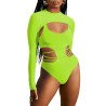 Women's Sexy Swimsuit Cut Out Lace Up One-Piece Swimsuit with Long Sleeve Pullover