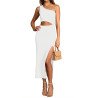 Womens Sexy One Shoulder Cut Out Midi Dress Party Dress with Side Slit