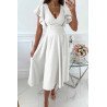 Womens V Neck Ruffle Sleeve Wrap Dress Midi Dress Cocktail Party Dress