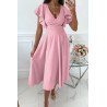 Womens V Neck Ruffle Sleeve Wrap Dress Midi Dress Cocktail Party Dress