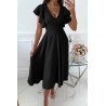 Womens V Neck Ruffle Sleeve Wrap Dress Midi Dress Cocktail Party Dress