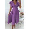 Womens V Neck Ruffle Sleeve Wrap Dress Midi Dress Cocktail Party Dress