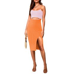 Women's Spaghetti Straps Cutout Midi Dress Party Club Dress
