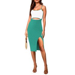 Women's Spaghetti Straps Cutout Midi Dress Party Club Dress