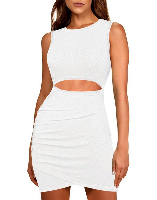 Women's Sexy Bodycon Dress Tank Hollow-out Tulip Mini Dress