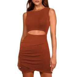 Women's Sexy Bodycon Dress Tank Hollow-out Tulip Mini Dress