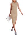 Women's Summer Tank Dress Casual Dresses Sleeveless Midi Dress with Slit