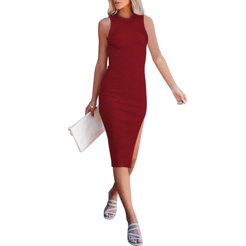 Women's Summer Tank Dress Casual Dresses Sleeveless Midi Dress with Slit