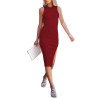 Women's Summer Tank Dress Casual Dresses Sleeveless Midi Dress with Slit