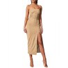 Women's Summer Sleeveless Cutout Bodycon Dresses Cocktail Club Pencil Side Split Midi Dress