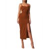 Women's Summer Sleeveless Cutout Bodycon Dresses Cocktail Club Pencil Side Split Midi Dress