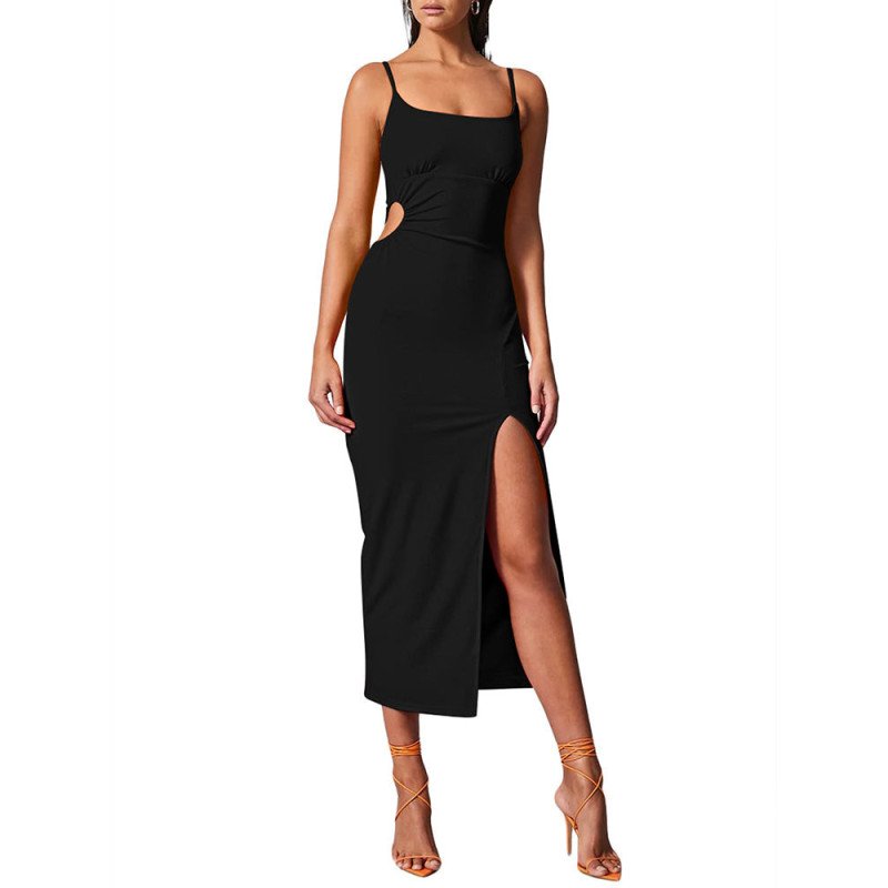 Women's Summer Sleeveless Cutout Bodycon Dresses Cocktail Club Pencil Side Split Midi Dress