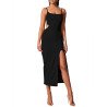 Women's Summer Sleeveless Cutout Bodycon Dresses Cocktail Club Pencil Side Split Midi Dress