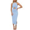 Women's Cut Out Bodycon Maxi Dresses Twist Front Sleeveless Dresses with Split