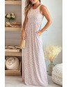 Women's Summer Sleeveless Loose Maxi Dress Leopard Print Pocketed Long Dress