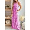 Women's Summer Sleeveless Loose Maxi Dress Leopard Print Pocketed Long Dress