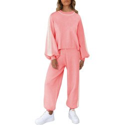 Women's Two Piece Outfits Striped Sweatshirt Jogger Pants Tracksuit