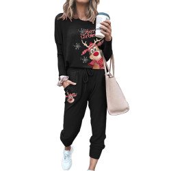 Lounge Sets for Women Christmas Reindeer Print Loungewear Set Jogging Suits