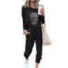 Women's 2 Piece Outfit Set Skull Print Crewneck Top Loose Pants Tracksuit Jogger Set