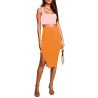 Women's 2 Piece Knit Outfit Set Square Neck Crop Top With Midi Skirt with Slit Party Dress