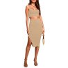 Women's 2 Piece Knit Outfit Set Square Neck Crop Top With Midi Skirt with Slit Party Dress