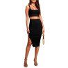 Women's 2 Piece Knit Outfit Set Square Neck Crop Top With Midi Skirt with Slit Party Dress