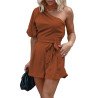 Women's Summer Jumpsuits One Shoulder Short Sleeve Romper