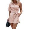 Women's Summer Jumpsuits One Shoulder Short Sleeve Romper