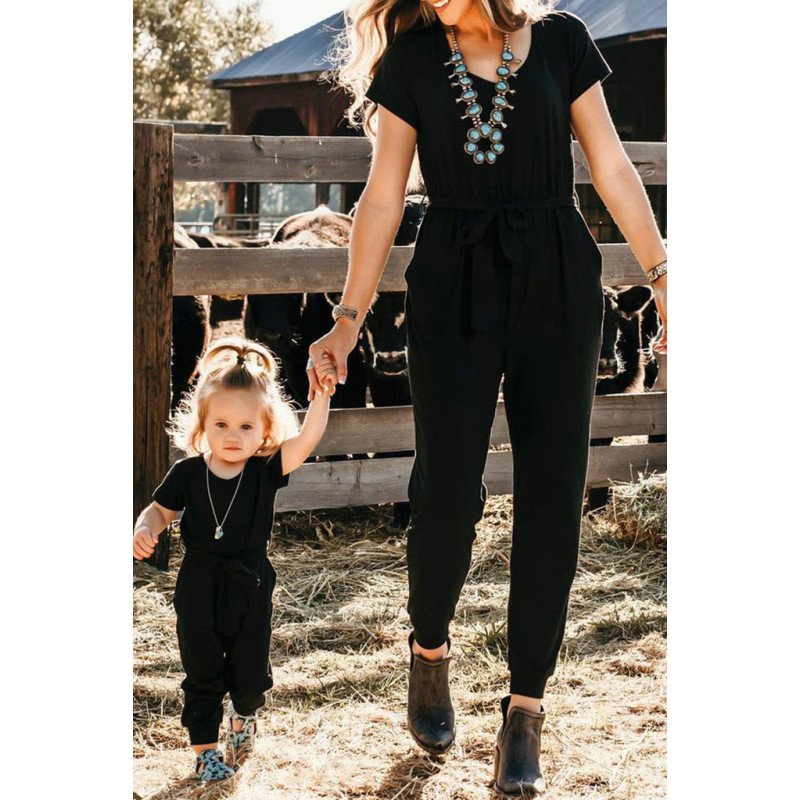 Women's Loose Short Sleeve Jumpsuit Jogger Summer Casual Long Romper with Belt