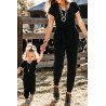 Women's Loose Short Sleeve Jumpsuit Jogger Summer Casual Long Romper with Belt