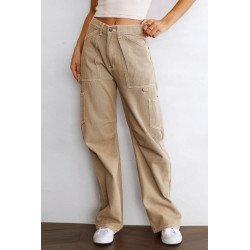 Women's High Waisted Straight Leg Cargo Pants Baggy Trousers Streetwear